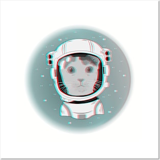 3D cat cosmonaut Posters and Art